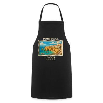Portugal Lagos Vintage Reisemarke - Kochschürze - Schwarz - Vorne - AI Model Male 185 dark (185cm)