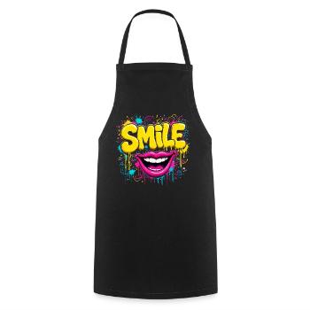 Vibrant Graffiti Smile - Cooking Apron - black - Front - AI Model Male 185 dark (185cm)