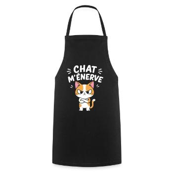 Chat énervé cartoon - Tablier de cuisine - noir - Devant - AI Model Male 185 dark (185cm)