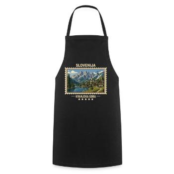 Slowenien Kranjska Gora Vintage Reisemarke - Kochschürze - Schwarz - Vorne - AI Model Male 185 dark (185cm)