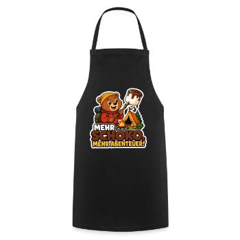 Comic Bär mit Schoko Abenteuer am Lagerfeuer - Kochschürze - Schwarz - Vorne - AI Model Male 185 dark (185cm)