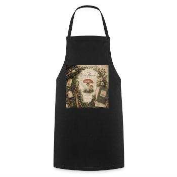 Mushroom Illustration Retro Mural Forest Decoration Poster - Cooking Apron - black - Front - AI Model Male 185 dark (185cm)