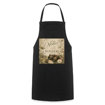 Jumelles fleurs sauvages Fresques rétro décoration nostalgique - Tablier de cuisine - noir - Devant - AI Model Male 185 dark (185cm)