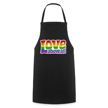 Love Above All | Rainbow Pride Design - Cooking Apron - black - Front - AI Model Male 185 dark (185cm)