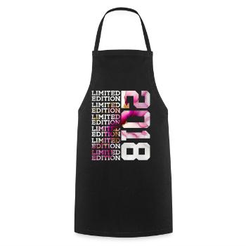 LIMITED EDITION 2018 - 8 YEARS - 8TH BIRTHDAY - Cooking Apron - black - Front - AI Model Male 185 dark (185cm)
