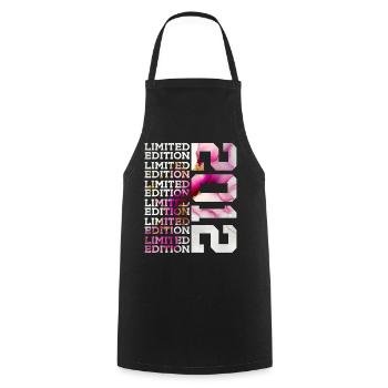 LIMITED EDITION 2012 - 14 YEARS - 14TH BIRTHDAY - Cooking Apron - black - Front - AI Model Male 185 dark (185cm)