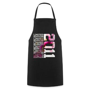 LIMITED EDITION 2011 - 15 YEARS - 15TH BIRTHDAY - Cooking Apron - black - Front - AI Model Male 185 dark (185cm)