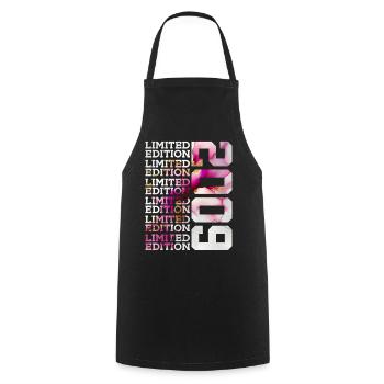 LIMITED EDITION 2009 - 17 YEARS - 17TH BIRTHDAY - Cooking Apron - black - Front - AI Model Male 185 dark (185cm)