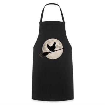 Chicken Witch's Broom Full Moon T-Shirt Halloween - Cooking Apron - black - Front - AI Model Male 185 dark (185cm)