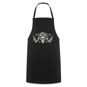 Skull with Plaid Band - Cooking Apron - black - Front - AI Model Male 185 dark (185cm)