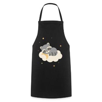Cute raccoon sleeping on cloud - Cooking Apron - black - Front - AI Model Male 185 dark (185cm)