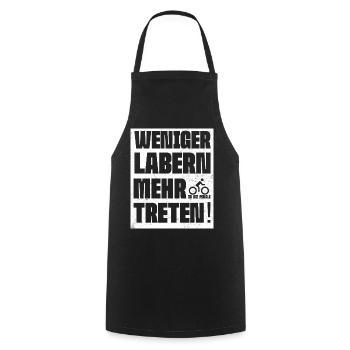 WENIGER_LABERN-_FAHRRAD_SPRUCH - Kochschürze - Schwarz - Vorne - AI Model Male 185 dark (185cm)