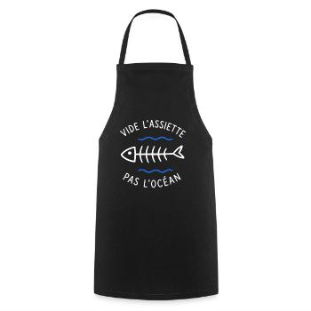 Videz l'assiette, pas l'océan - Tablier de cuisine - noir - Devant - AI Model Male 185 dark (185cm)