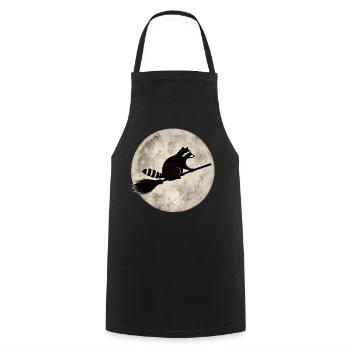 Raton laveur sur balai avant la pleine lune Halloween Drôle - Tablier de cuisine - noir - Devant - AI Model Male 185 dark (185cm)