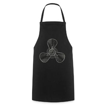 Vintage Three-Blade Propeller Illustration - Cooking Apron - black - Front - AI Model Male 185 dark (185cm)