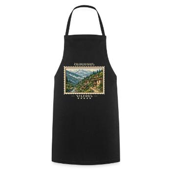 Armenia Dilijan Vintage Travel Brand - Cooking Apron - black - Front - AI Model Male 185 dark (185cm)