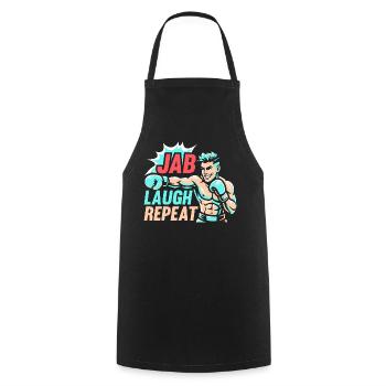 Jab Laugh Repeat Gloves Boxing Gloves - Cooking Apron - black - Front - AI Model Male 185 dark (185cm)