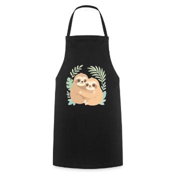 Cute Sloths: Cuddling in the Pastel Jungle - Cooking Apron - black - Front - AI Model Male 185 dark (185cm)