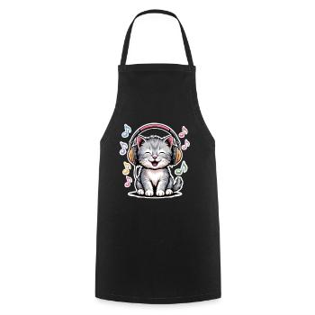 Chat de la musique - Tablier de cuisine - noir - Devant - AI Model Male 185 dark (185cm)