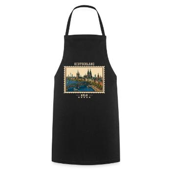 Deutschland Köln Vintage Reisemarke - Kochschürze - Schwarz - Vorne - AI Model Male 185 dark (185cm)