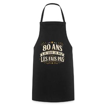 80 ans | Humour Cadeau D'anniversaire 80 ans - Tablier de cuisine - noir - Devant - AI Model Male 185 dark (185cm)