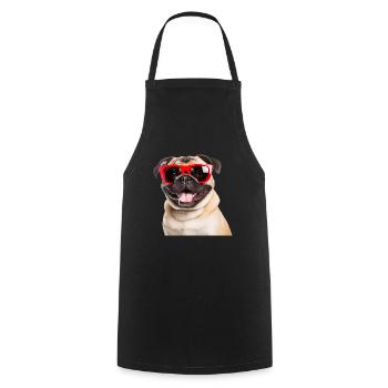 Cool pug with red sunglasses - Cooking Apron - black - Front - AI Model Male 185 dark (185cm)