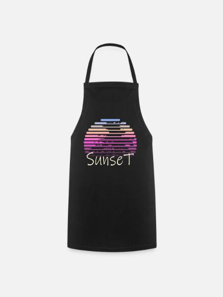 Sonnenuntergangspalmen - Kochschürze - Schwarz
