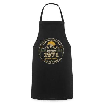 Vintage 1971 August 1971 Birthday Gift - Cooking Apron - black - Front - AI Model Male 185 dark (185cm)