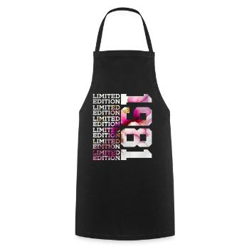 LIMITED EDITION 1981 - 45 YEARS - 45TH BIRTHDAY - Cooking Apron - black - Front - AI Model Male 185 dark (185cm)