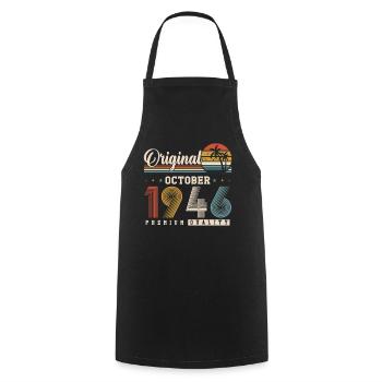 Original octobre 1946 – 80e anniversaire Rétro - Tablier de cuisine - noir - Devant - AI Model Male 185 dark (185cm)
