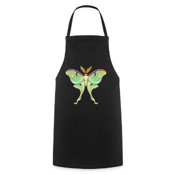 Luna Moth Celestial Illustration Actias luna - Cooking Apron - black - Front - AI Model Male 185 dark (185cm)