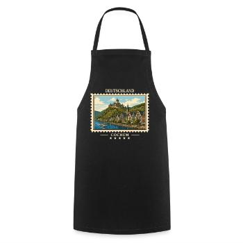 Deutschland Cochem Vintage Reisemarke - Kochschürze - Schwarz - Vorne - AI Model Male 185 dark (185cm)