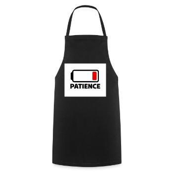 Icône de batterie PATIENCE avec police - Tablier de cuisine - noir - Devant - AI Model Male 185 dark (185cm)