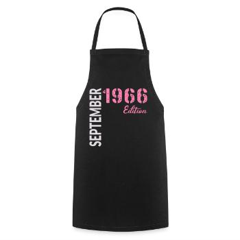 60th birthday, September 1966 - Cooking Apron - black - Front - AI Model Male 185 dark (185cm)