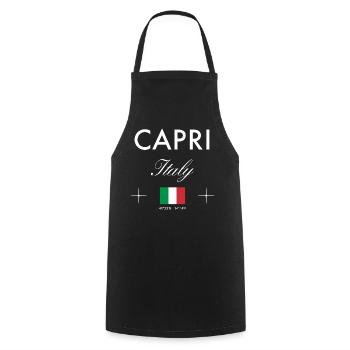 Capri Italien Koordinaten Reise Souvenir - Kochschürze - Schwarz - Vorne - AI Model Male 185 dark (185cm)