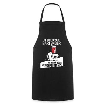 Serveur Barman Barchef - Tablier de cuisine - noir - Devant - AI Model Male 185 dark (185cm)
