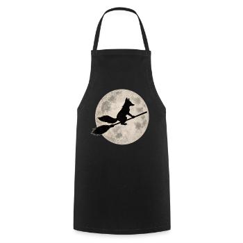 Halloween Fox Witch Vintage Full Moon Motif - Cooking Apron - black - Front - AI Model Male 185 dark (185cm)