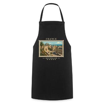 Frankreich Montpellier Vintage Reisemarke - Kochschürze - Schwarz - Vorne - AI Model Male 185 dark (185cm)
