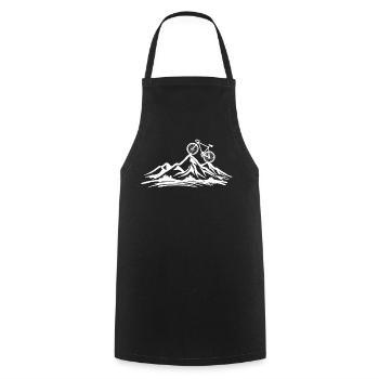 Silhouette du paysage rocheux en VTT - Tablier de cuisine - noir - Devant - AI Model Male 185 dark (185cm)