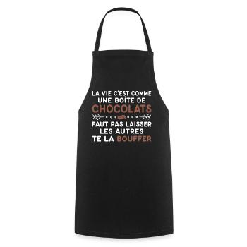 Chocolats Cadeau humour personnalisé - Tablier de cuisine - noir - Devant - AI Model Male 185 dark (185cm)