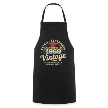 Vintage September 1969 Limited Edition September - Cooking Apron - black - Front - AI Model Male 185 dark (185cm)