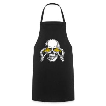 Skull with yellow fish eyes - Cooking Apron - black - Front - AI Model Male 185 dark (185cm)