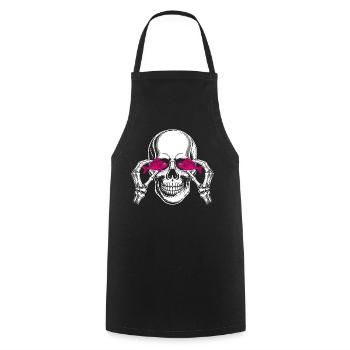 Skull with Pink Fish - Cooking Apron - black - Front - AI Model Male 185 dark (185cm)