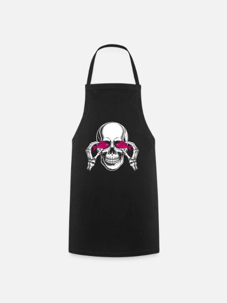Skull mit Pinkfischen - Kochschürze - Schwarz