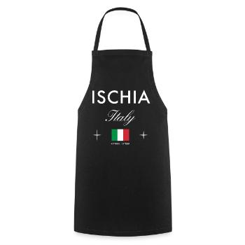 Ischia Italien Koordinaten Reise Souvenir - Kochschürze - Schwarz - Vorne - AI Model Male 185 dark (185cm)