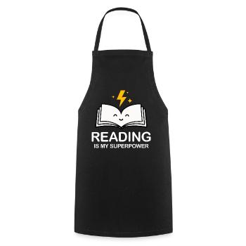 Reading Is My Superpower | Book Lover Shirt - Cooking Apron - black - Front - AI Model Male 185 dark (185cm)
