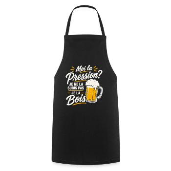 Bière Cadeau humour personnalisé - Tablier de cuisine - noir - Devant - AI Model Male 185 dark (185cm)