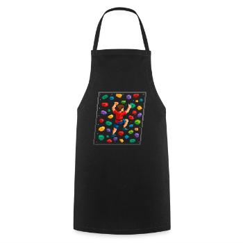 Retro Pixel Art Bouldern 8-Bit Kletterwand - Kochschürze - Schwarz - Vorne - AI Model Male 185 dark (185cm)