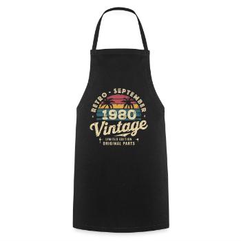 Vintage Septembre 1980 Édition Limitée Septembre - Tablier de cuisine - noir - Devant - AI Model Male 185 dark (185cm)