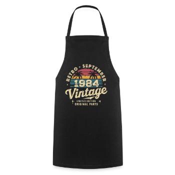 Vintage September 1984 Limited Edition September - Cooking Apron - black - Front - AI Model Male 185 dark (185cm)